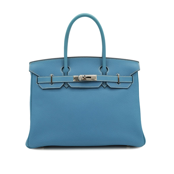 HERMES BIRKIN 30 BLUE JEAN TOGO HAND BAG 2003 SQUARE G PALLADIUM HARDWARE 90325636