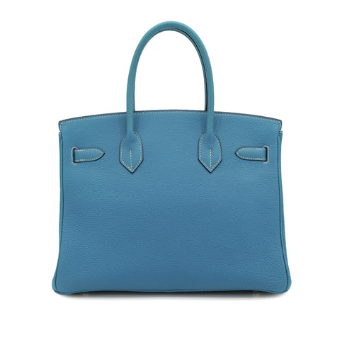 HERMES BIRKIN 30 BLUE JEAN TOGO HAND BAG 2003 SQUARE G PALLADIUM HARDWARE 90325636