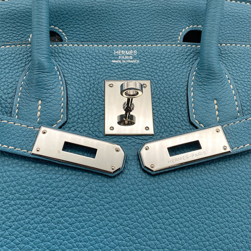 HERMES BIRKIN 30 BLUE JEAN TOGO HAND BAG 2011 SQUARE O PALLADIUM HARDWARE 90319917
