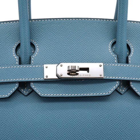 HERMES BIRKIN 30 BLUE JEAN VEAU EPSOM HAND BAG 2010 SQUARE N PALLADIUM HARDWARE 90340161