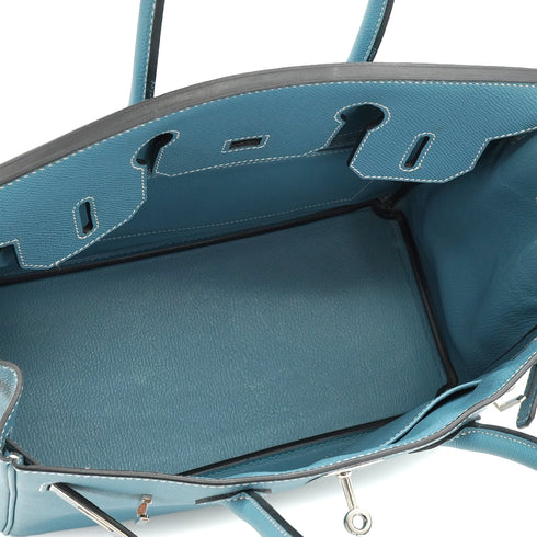 HERMES BIRKIN 30 BLUE JEAN VEAU EPSOM HAND BAG 2010 SQUARE N PALLADIUM HARDWARE 90340161