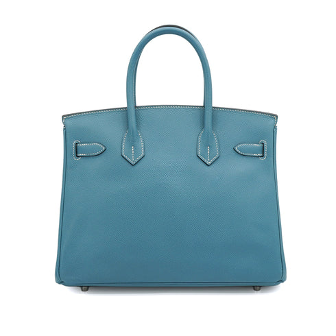 HERMES BIRKIN 30 BLUE JEAN VEAU EPSOM HAND BAG 2010 SQUARE N PALLADIUM HARDWARE 90340161