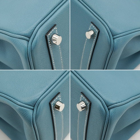 HERMES BIRKIN 30 BLUE JEAN VEAU EPSOM HAND BAG 2010 SQUARE N PALLADIUM HARDWARE 90340161