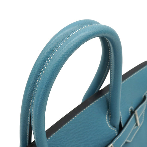 HERMES BIRKIN 30 BLUE JEAN VEAU EPSOM HAND BAG 2010 SQUARE N PALLADIUM HARDWARE 90340161