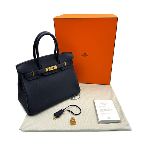 HERMES BIRKIN 30 BLUE NUIT TOGO HAND BAG 2020 Y GOLD HARDWARE 90313844