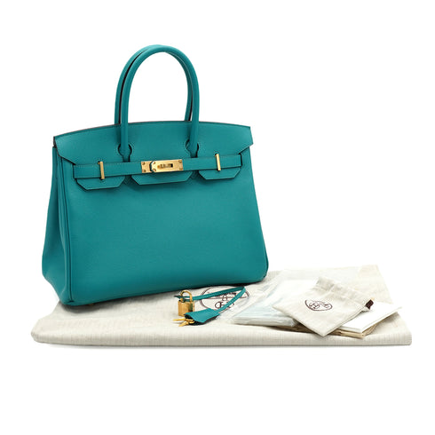 HERMES BIRKIN 30 BLUE PAON VEAU EPSOM HAND BAG 2016 X STAMP PALLADIUM HARDWARE 90343840