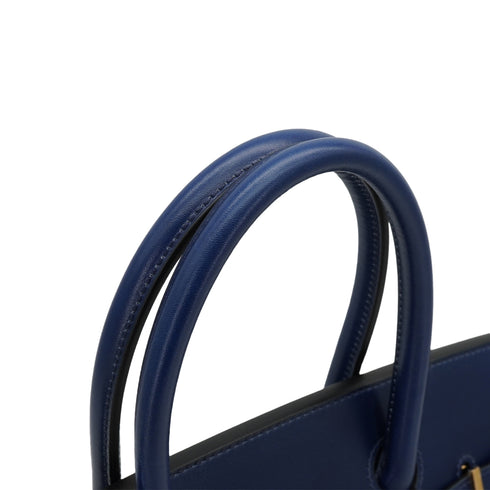 HERMES BIRKIN 30 BLUE SAPHIR BOX CALF HAND BAG 2022 U STAMP GOLD HARDWARE 90334262