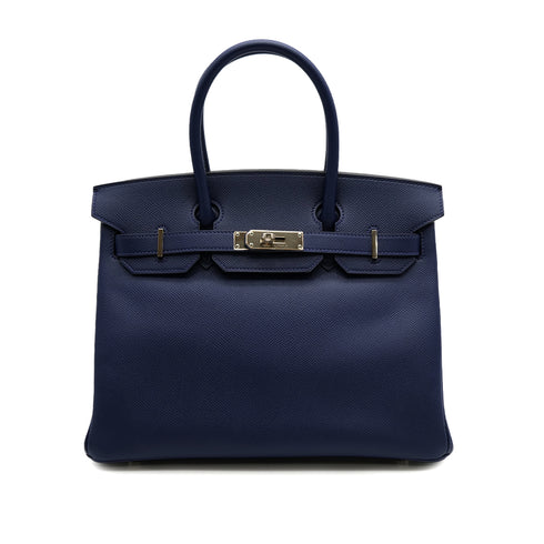 HERMES BIRKIN 30 BLUE SAPHIR EPSOM HAND BAG 2015 T STAMP PALLADIUM HARDWARE 90314752