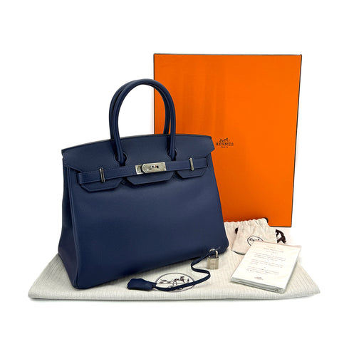 HERMES BIRKIN 30 BLUE SAPHIR EPSOM HAND BAG 2015 T STAMP PALLADIUM HARDWARE 90314752
