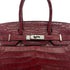 HERMES BIRKIN 30 BOURGOGNE CROCODILE NILOTICUS TOILE H HAND BAG 2001 SQUARE E PALLADIUM HARDWARE 90319996