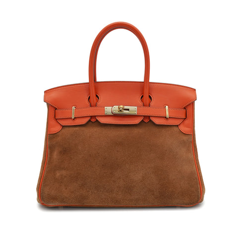 HERMES BIRKIN 30 CAPUCINE CHAMOIS SWIFT DOBLIS HAND BAG 2013 SQUARE Q GOLD HARDWARE 90331320