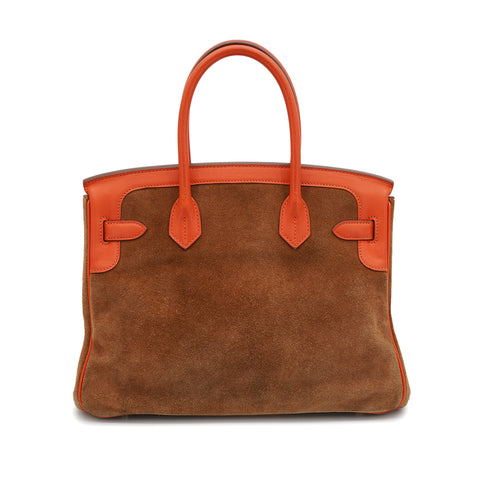 HERMES BIRKIN 30 CAPUCINE CHAMOIS SWIFT DOBLIS HAND BAG 2013 SQUARE Q GOLD HARDWARE 90331320
