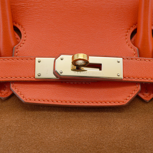 HERMES BIRKIN 30 CAPUCINE CHAMOIS SWIFT DOBLIS HAND BAG 2013 SQUARE Q GOLD HARDWARE 90331320
