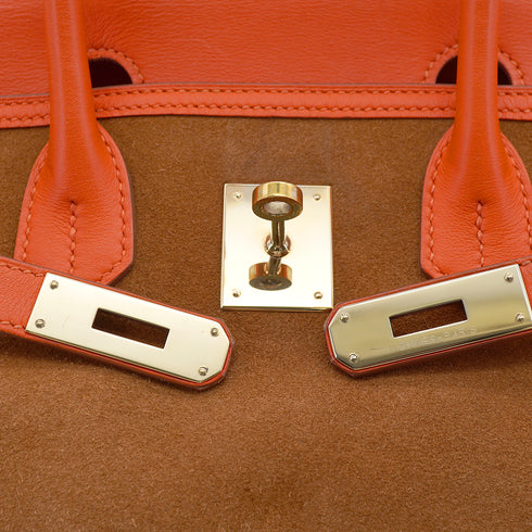 HERMES BIRKIN 30 CAPUCINE CHAMOIS SWIFT DOBLIS HAND BAG 2013 SQUARE Q GOLD HARDWARE 90331320