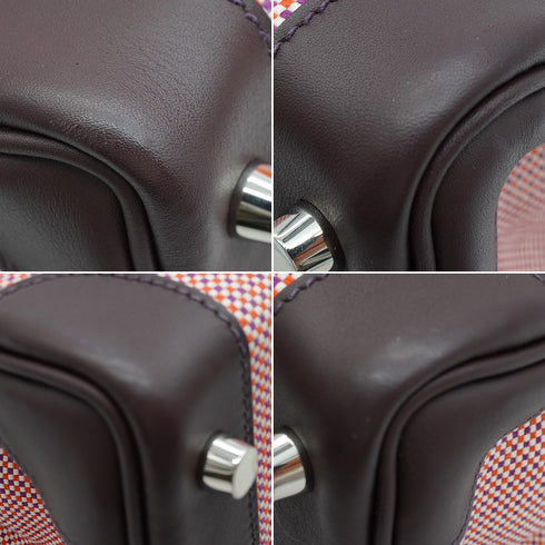 HERMES BIRKIN 30 ROUGE SELLE FRAMBOISE TOILE QUADRILLE VEAU SWIFT HAND BAG 2022 U STAMP SILVER HARDWARE 90348485