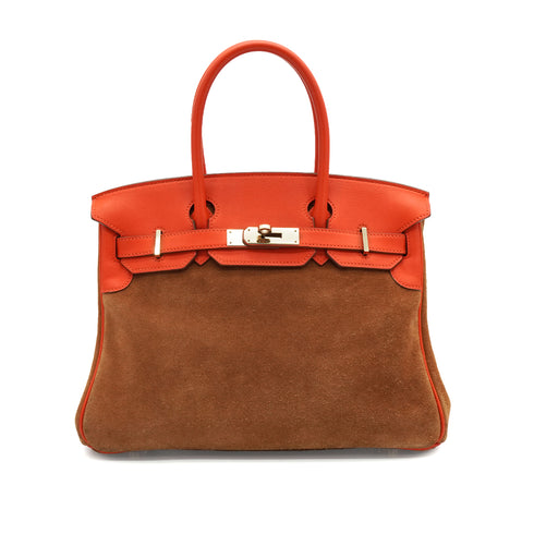 HERMES BIRKIN 30 CHAMOIS CAPUCINE GRIZZLY VEAU SWIFT HAND BAG 2014 SQUARE R GOLD HARDWARE 90340453