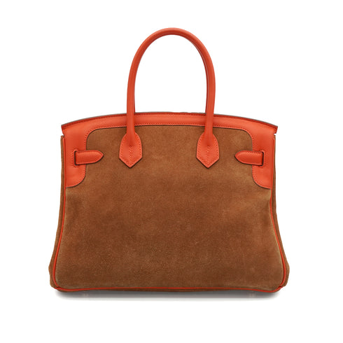 HERMES BIRKIN 30 CHAMOIS CAPUCINE GRIZZLY VEAU SWIFT HAND BAG 2014 SQUARE R GOLD HARDWARE 90340453