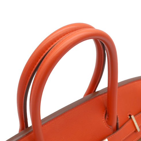 HERMES BIRKIN 30 CHAMOIS CAPUCINE GRIZZLY VEAU SWIFT HAND BAG 2014 SQUARE R GOLD HARDWARE 90340453