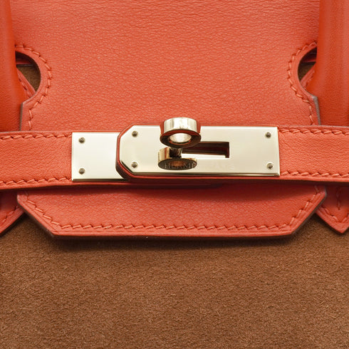 HERMES BIRKIN 30 CHAMOIS CAPUCINE GRIZZLY VEAU SWIFT HAND BAG 2014 SQUARE R GOLD HARDWARE 90340453