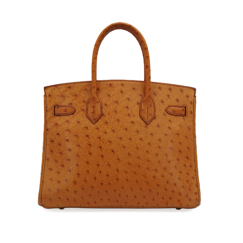 HERMES BIRKIN 30 CHESTNUT OSTRICH HAND BAG 2000 SQUARE D GOLD HARDWARE 90351046