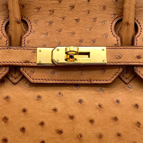 HERMES BIRKIN 30 CHESTNUT OSTRICH HAND BAG 2006 SQUARE J GOLD HARDWARE 90325611