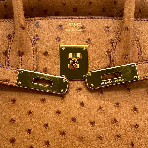 HERMES BIRKIN 30 CHESTNUT OSTRICH HAND BAG 2006 SQUARE J GOLD HARDWARE 90325611