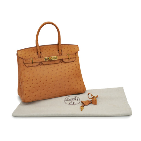 HERMES BIRKIN 30 CHESTNUT OSTRICH HAND BAG 2008 SQUARE L GOLD HARDWARE 90344566
