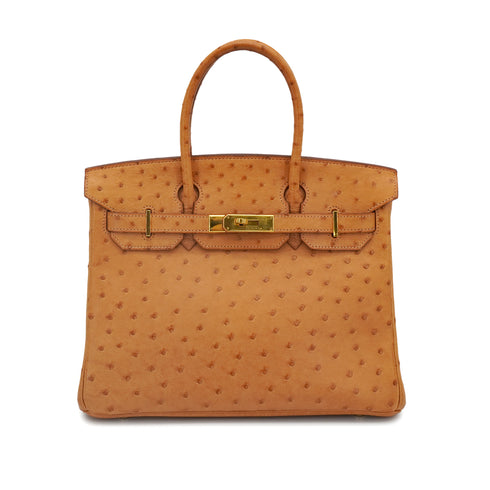 HERMES BIRKIN 30 CHESTNUT OSTRICH HAND BAG 2008 SQUARE L GOLD HARDWARE 90344566