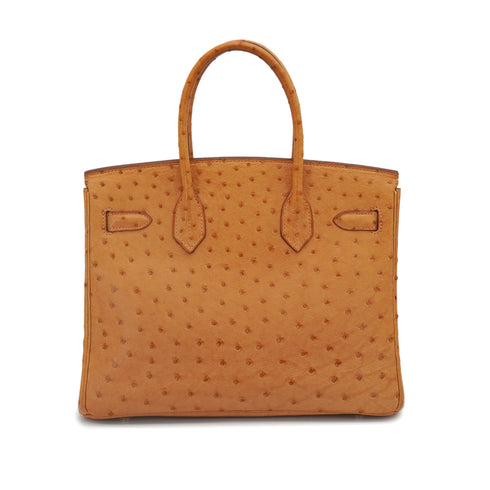 HERMES BIRKIN 30 CHESTNUT OSTRICH HAND BAG 2008 SQUARE L GOLD HARDWARE 90344566