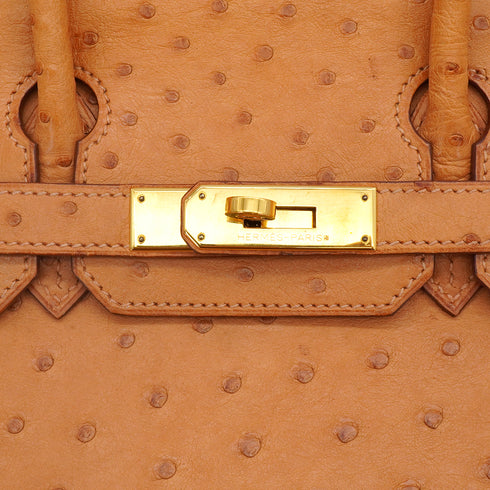 HERMES BIRKIN 30 CHESTNUT OSTRICH HAND BAG 2008 SQUARE L GOLD HARDWARE 90344566