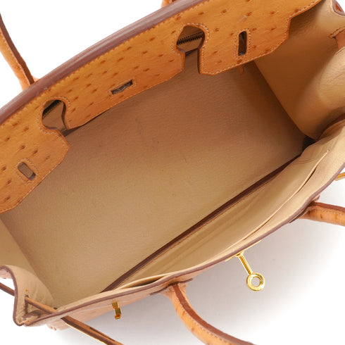 HERMES BIRKIN 30 CHESTNUT OSTRICH HAND BAG 2008 SQUARE L GOLD HARDWARE 90344566
