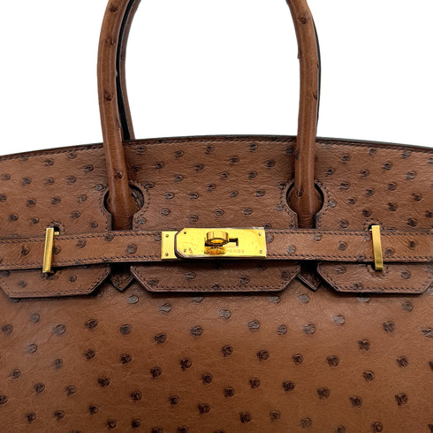HERMES BIRKIN 30 CHESTNUT OSTRICH HAND BAG 2005 SQUARE I GOLD HARDWARE 90323975