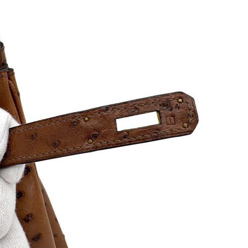 HERMES BIRKIN 30 CHESTNUT OSTRICH HAND BAG 2005 SQUARE I GOLD HARDWARE 90323975