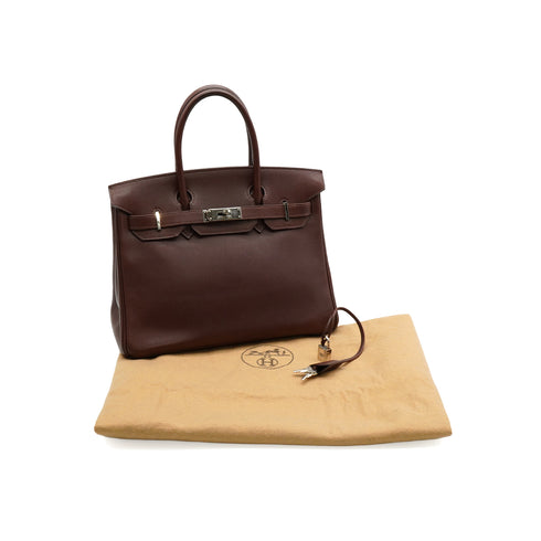 HERMES BIRKIN 30 CHOCOLATE EVERGRAIN HAND BAG 2007 SQUARE K PALLADIUM HARDWARE 90351436