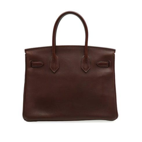 HERMES BIRKIN 30 CHOCOLATE EVERGRAIN HAND BAG 2007 SQUARE K PALLADIUM HARDWARE 90351436