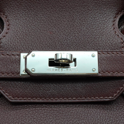 HERMES BIRKIN 30 CHOCOLATE EVERGRAIN HAND BAG 2007 SQUARE K PALLADIUM HARDWARE 90351436