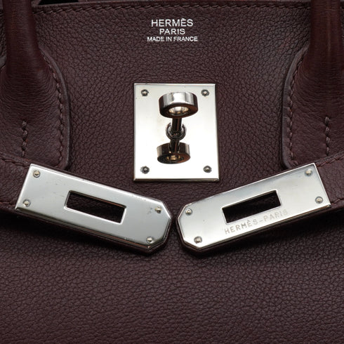 HERMES BIRKIN 30 CHOCOLATE EVERGRAIN HAND BAG 2007 SQUARE K PALLADIUM HARDWARE 90351436