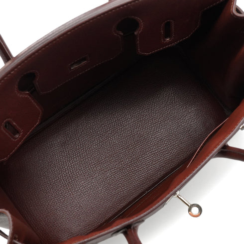 HERMES BIRKIN 30 CHOCOLATE EVERGRAIN HAND BAG 2007 SQUARE K PALLADIUM HARDWARE 90351436