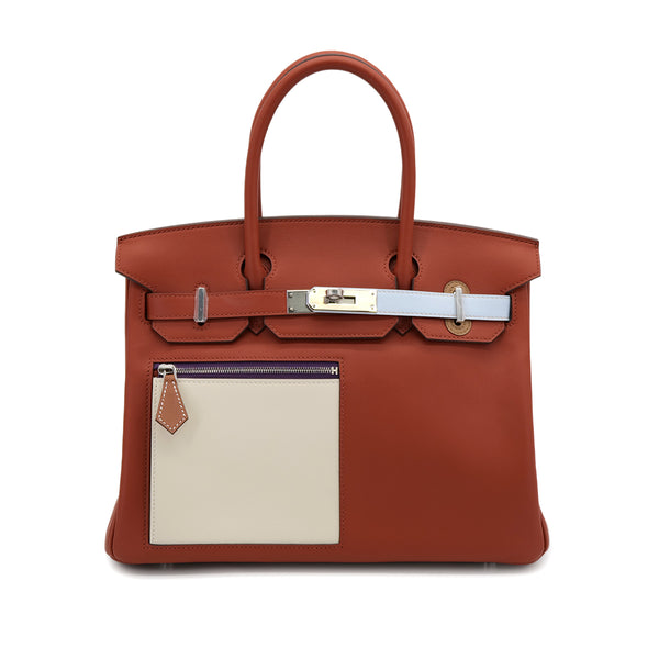 HERMES BIRKIN 30 COLORMATIC NATA BRIQUE BLUE BRUME LIME VEAU SWIFT 2022 U STAMP PALLADIUM HARDWARE 90320994
