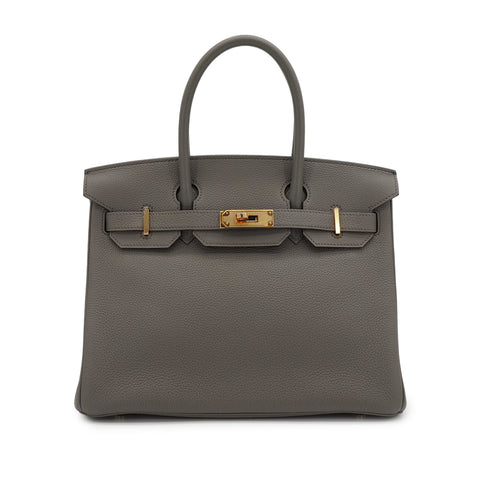 HERMES BIRKIN 30 ETAIN TOGO HAND BAG 2020 Y STAMP GOLD HARDWARE 90348406