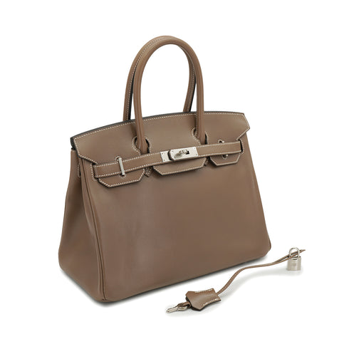 HERMES BIRKIN 30 ETOUPE TADELAKT HAND BAG 2018 C STAMP PALLADIUM HARDWARE 90330705