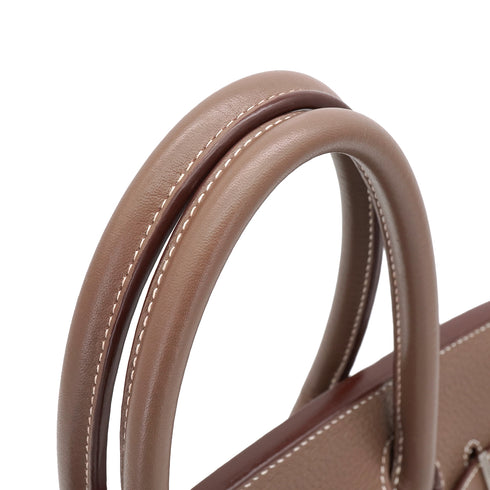 HERMES BIRKIN 30 ETOUPE TAURILLON CLEMENCE HAND BAG 2011 SQUARE O PALLADIUM HARDWARE 90340492