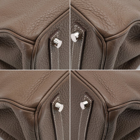 HERMES BIRKIN 30 ETOUPE TAURILLON CLEMENCE HAND BAG 2011 SQUARE O PALLADIUM HARDWARE 90340492