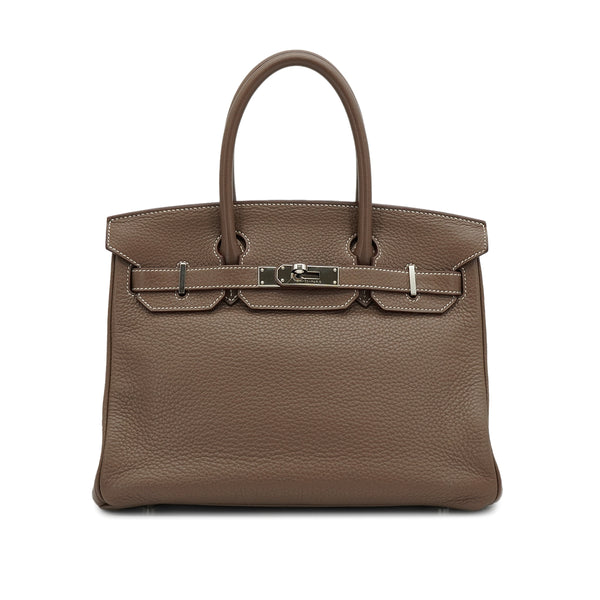 HERMES BIRKIN 30 ETOUPE TAURILLON CLEMENCE HAND BAG 2011 SQUARE O PALLADIUM HARDWARE 90340492