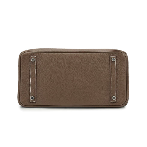 HERMES BIRKIN 30 ETOUPE TAURILLON CLEMENCE HAND BAG 2011 SQUARE O PALLADIUM HARDWARE 90340492