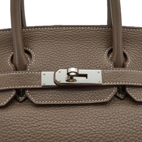 HERMES BIRKIN 30 ETOUPE TAURILLON CLEMENCE HAND BAG 2011 SQUARE O PALLADIUM HARDWARE 90340492