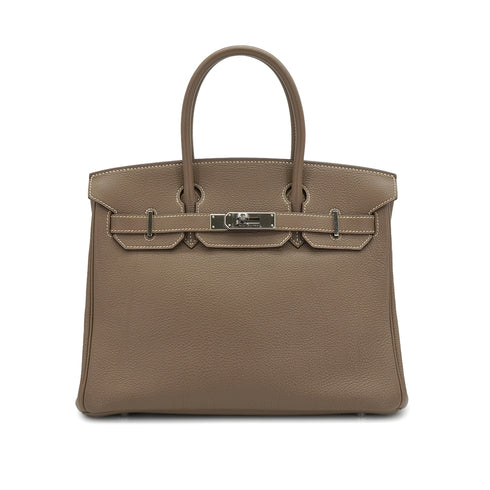 HERMES BIRKIN 30 ETOUPE TOGO HAND BAG 2008 SQUARE L PALLADIUM HARDWARE 90335786