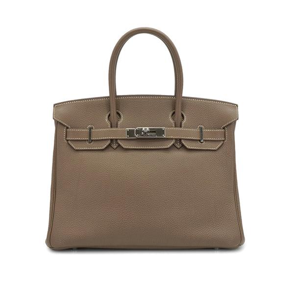 HERMES BIRKIN 30 ETOUPE TOGO HAND BAG 2008 SQUARE L PALLADIUM HARDWARE 90335786