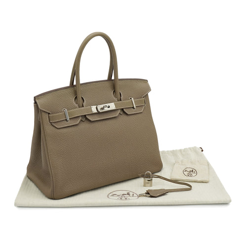 HERMES BIRKIN 30 ETOUPE TOGO HAND BAG 2009 SQUARE M PALLADIUM HARDWARE 90335147