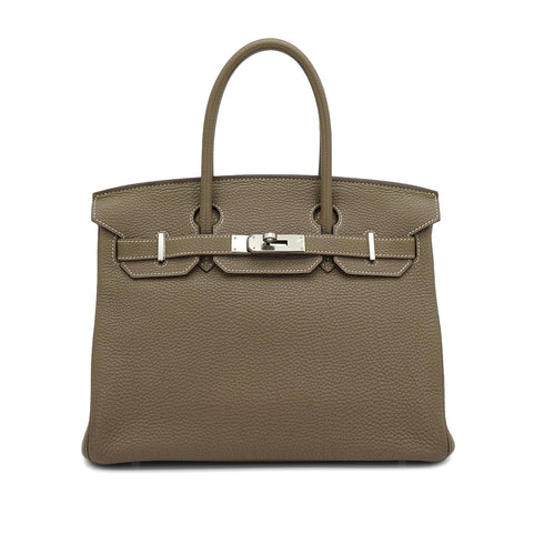 HERMES BIRKIN 30 ETOUPE TOGO HAND BAG 2009 SQUARE M PALLADIUM HARDWARE 90335147